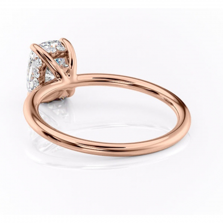 Inel de logodnă Opal din aur Rose 14kt cu moissanite tăietură asscher – Solitar rafinată pentru profil jos | Personalizează și configurează gratuit online [3]