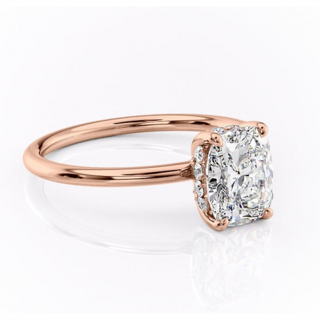 Pernă alungită - Inel de logodnă Opal din aur Rose 14kt cu moissanite tăietură asscher – Solitar rafinată pentru profil jos | Personalizează și configurează gratuit online