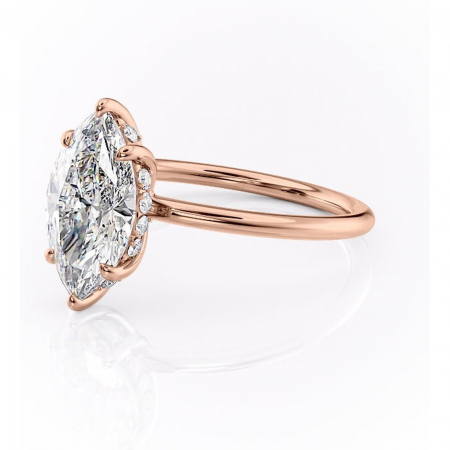Inel de logodnă Opal din aur Rose 14kt cu moissanite tăietură marquise – Solitar rafinată pentru profil jos | Personalizează și configurează gratuit online [6]