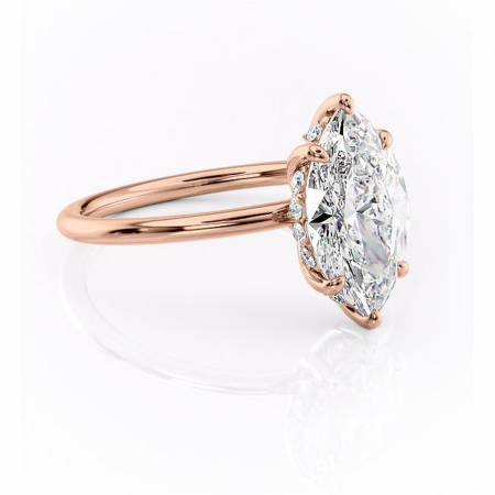 14K - Inel de logodnă Opal din aur Rose 14kt cu moissanite tăietură marquise – Solitar rafinată pentru profil jos | Personalizează și configurează gratuit online