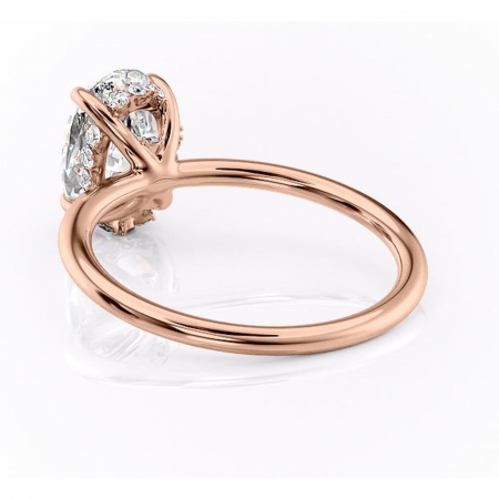 Inel de logodnă Opal din aur Rose 14kt cu moissanite tăietură ovală – Solitar rafinată pentru profil jos | Personalizează și configurează gratuit online [3]