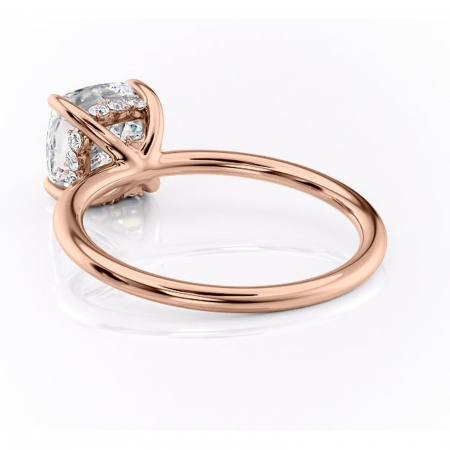 Inel de logodnă Opal din aur Rose 18kt cu moissanite tăietură pernă – Solitar rafinată pentru profil jos | Personalizează și configurează gratuit online [3]