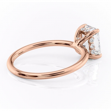 Inel de logodnă Opal din aur Rose 14kt cu moissanite tăietură radiantă – Solitar rafinată pentru profil jos | Personalizează și configurează gratuit online [2]