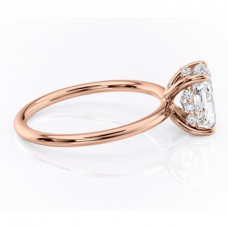 Inel de logodnă Opal din aur Rose 14kt cu moissanite tăietură radiantă – Solitar rafinată pentru profil jos | Personalizează și configurează gratuit online [1]