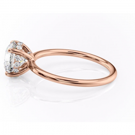 Inel de logodnă Opal din aur Rose 14kt cu moissanite tăietură rotundă – Solitar rafinată pentru profil jos | Personalizează și configurează gratuit online [5]