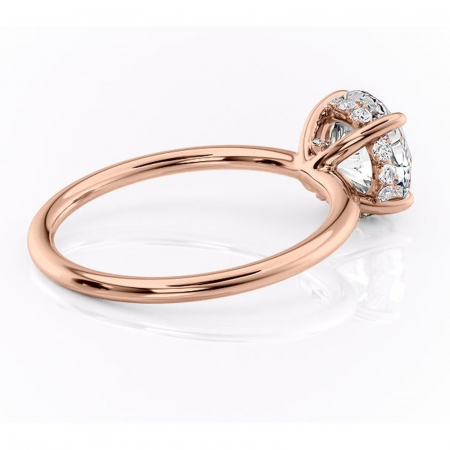 Inel de logodnă Opal din aur Rose 14kt cu moissanite tăietură rotundă – Solitar rafinată pentru profil jos | Personalizează și configurează gratuit online [2]