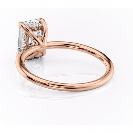 Inel de logodnă Opal din aur Rose 14kt cu moissanite tăietură smarald – Solitar rafinată pentru profil jos | Personalizează și configurează gratuit online [3]