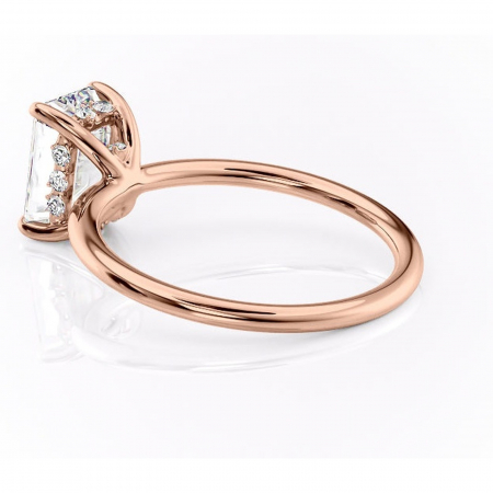 Inel de logodnă Opal din aur Rose 14kt cu moissanite tăietură smarald – Solitar rafinată pentru profil jos | Personalizează și configurează gratuit online [4]