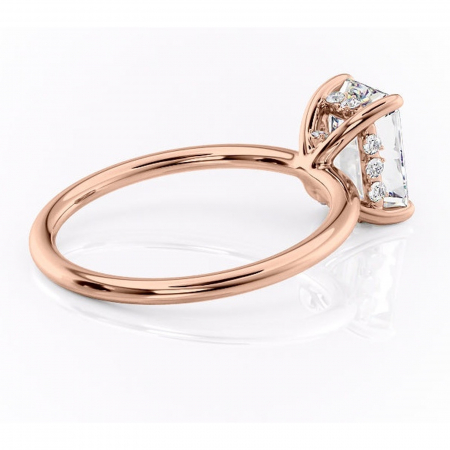 Inel de logodnă Opal din aur Rose 14kt cu moissanite tăietură smarald – Solitar rafinată pentru profil jos | Personalizează și configurează gratuit online [2]