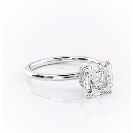 Asscher - Inel de logodnă Ophelia din aur Alb 14kt cu moissanite tăietură asscher – Solitar rafinată pentru profil înalt | Personalizează și configurează gratuit online