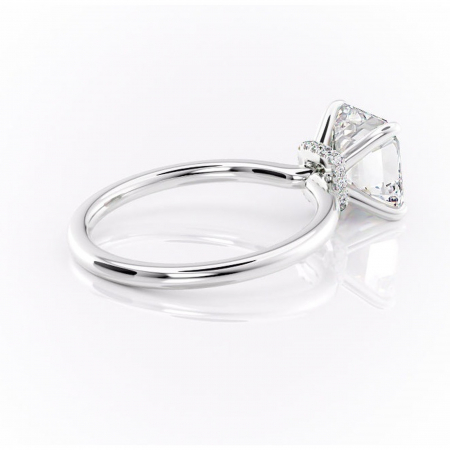 Inel de logodnă Ophelia din aur Alb 14kt cu moissanite tăietură asscher – Solitar rafinată pentru profil înalt | Personalizează și configurează gratuit online [2]