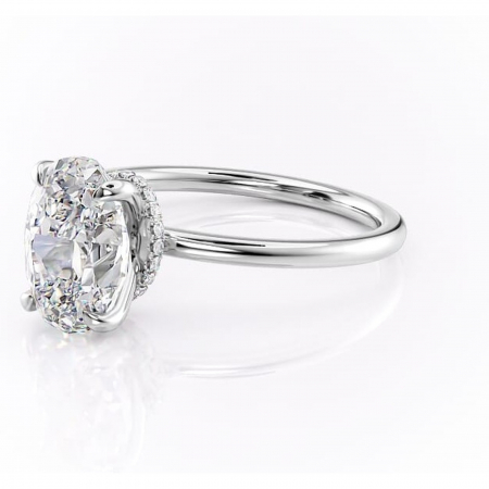 Inel de logodnă Ophelia din aur Alb 14kt cu moissanite tăietură ovală – Solitar rafinată pentru profil înalt | Personalizează și configurează gratuit online [6]