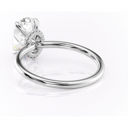 Inel de logodnă Ophelia din aur Alb 14kt cu moissanite tăietură ovală – Solitar rafinată pentru profil înalt | Personalizează și configurează gratuit online [3]