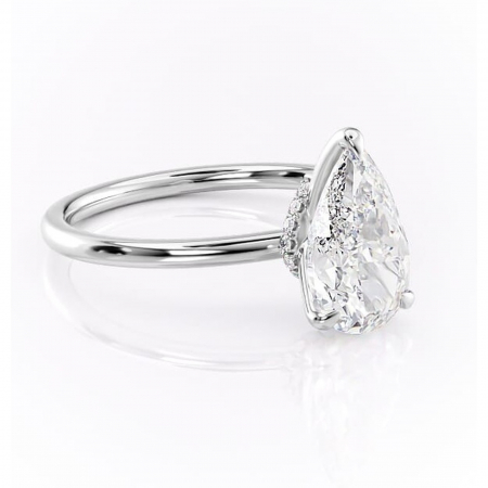 Pară - Inel de logodnă Ophelia din aur Alb 14kt cu moissanite tăietură pară – Solitar rafinată pentru profil înalt | Personalizează și configurează gratuit online