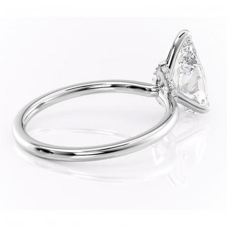 Inel de logodnă Ophelia din aur Alb 14kt cu moissanite tăietură pară – Solitar rafinată pentru profil înalt | Personalizează și configurează gratuit online [2]