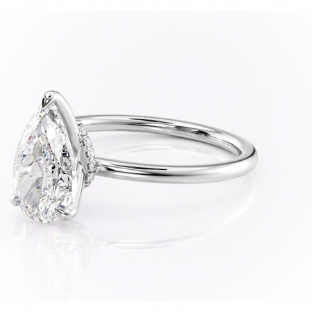 Inel de logodnă Ophelia din aur Alb 14kt cu moissanite tăietură pară – Solitar rafinată pentru profil înalt | Personalizează și configurează gratuit online [6]