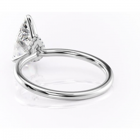 Inel de logodnă Ophelia din aur Alb 14kt cu moissanite tăietură pară – Solitar rafinată pentru profil înalt | Personalizează și configurează gratuit online [3]