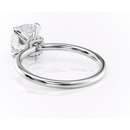 Inel de logodnă Ophelia din aur Alb 14kt cu moissanite tăietură pernă – Solitar rafinată pentru profil înalt | Personalizează și configurează gratuit online [3]