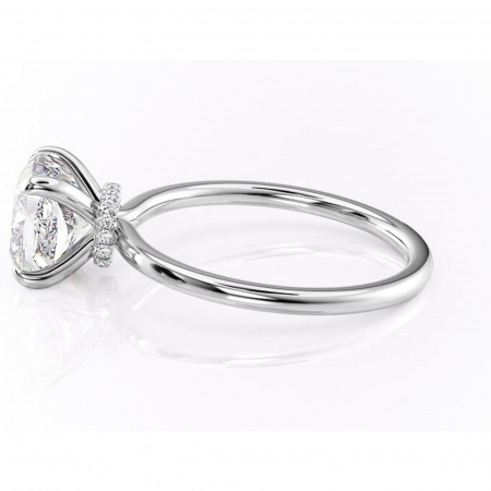 Inel de logodnă Ophelia din aur Alb 14kt cu moissanite tăietură pernă – Solitar rafinată pentru profil înalt | Personalizează și configurează gratuit online [5]