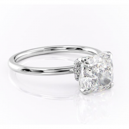 Alege forma Moissanit - Inel de logodnă Ophelia din aur Alb 14kt cu moissanite tăietură pernă – Solitar rafinată pentru profil înalt | Personalizează și configurează gratuit online