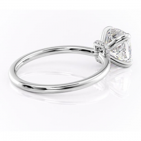 Inel de logodnă Ophelia din aur Alb 14kt cu moissanite tăietură pernă – Solitar rafinată pentru profil înalt | Personalizează și configurează gratuit online [2]