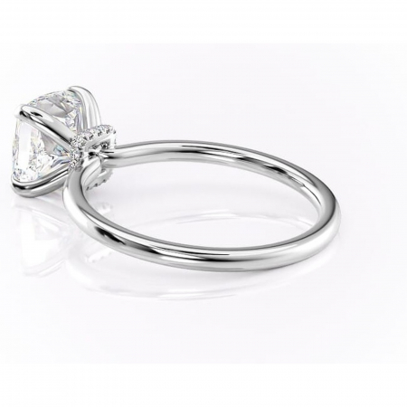 Inel de logodnă Ophelia din aur Alb 14kt cu moissanite tăietură pernă – Solitar rafinată pentru profil înalt | Personalizează și configurează gratuit online [4]