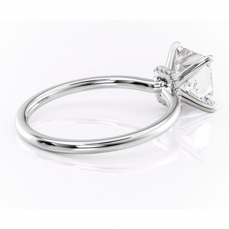 Inel de logodnă Ophelia din aur Alb 14kt cu moissanite tăietură princess – Solitar rafinată pentru profil înalt | Personalizează și configurează gratuit online [2]