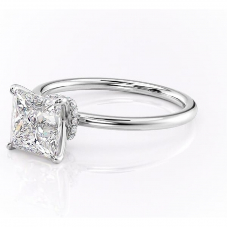 Inel de logodnă Ophelia din aur Alb 14kt cu moissanite tăietură princess – Solitar rafinată pentru profil înalt | Personalizează și configurează gratuit online [6]