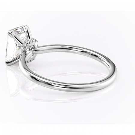 Inel de logodnă Ophelia din aur Alb 18kt cu moissanite tăietură radiantă – Solitar rafinată pentru profil înalt | Personalizează și configurează gratuit online [4]