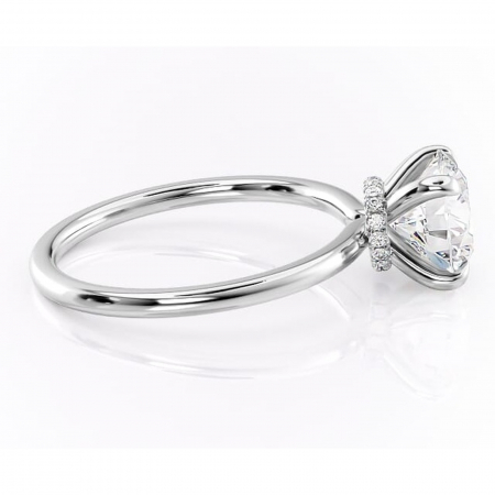 Inel de logodnă Ophelia din aur Alb 14kt cu moissanite tăietură rotundă – Solitar rafinată pentru profil înalt | Personalizează și configurează gratuit online [1]