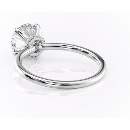 Inel de logodnă Ophelia din aur Alb 14kt cu moissanite tăietură rotundă – Solitar rafinată pentru profil înalt | Personalizează și configurează gratuit online [3]