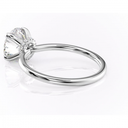 Inel de logodnă Ophelia din aur Alb 14kt cu moissanite tăietură rotundă – Solitar rafinată pentru profil înalt | Personalizează și configurează gratuit online [4]