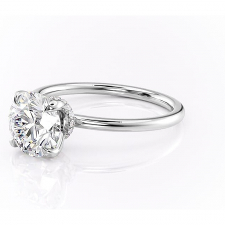 Inel de logodnă Ophelia din aur Alb 14kt cu moissanite tăietură rotundă – Solitar rafinată pentru profil înalt | Personalizează și configurează gratuit online [6]