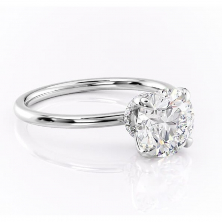 Halo - Inel de logodnă Ophelia din aur Alb 14kt cu moissanite tăietură rotundă – Solitar rafinată pentru profil înalt | Personalizează și configurează gratuit online