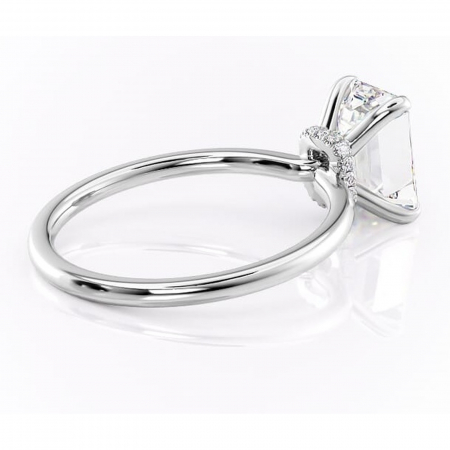 Inel de logodnă Ophelia din aur Alb 14kt cu moissanite tăietură smarald – Solitar rafinată pentru profil înalt | Personalizează și configurează gratuit online [2]