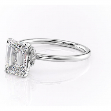 Inel de logodnă Ophelia din aur Alb 14kt cu moissanite tăietură smarald – Solitar rafinată pentru profil înalt | Personalizează și configurează gratuit online [6]