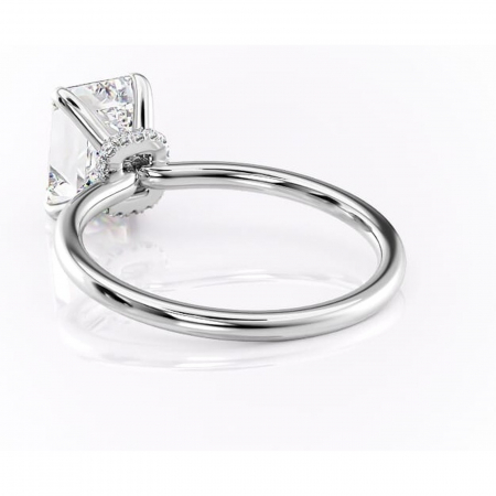 Inel de logodnă Ophelia din aur Alb 14kt cu moissanite tăietură smarald – Solitar rafinată pentru profil înalt | Personalizează și configurează gratuit online [3]