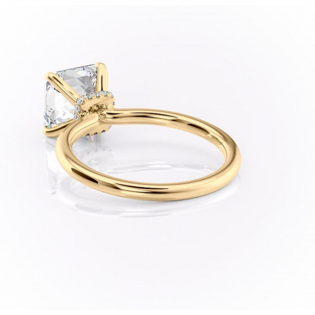 Inel de logodnă Ophelia din aur Galben 14kt cu moissanite tăietură asscher – Solitar rafinată pentru profil înalt | Personalizează și configurează gratuit online [3]