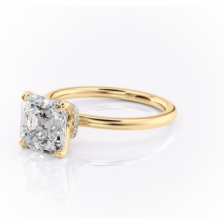Inel de logodnă Ophelia din aur Galben 14kt cu moissanite tăietură asscher – Solitar rafinată pentru profil înalt | Personalizează și configurează gratuit online [6]