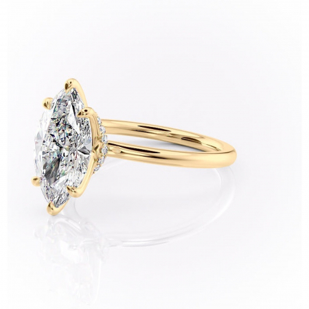 Inel de logodnă Ophelia din aur Galben 14kt cu moissanite tăietură marquise – Solitar rafinată pentru profil înalt | Personalizează și configurează gratuit online [6]