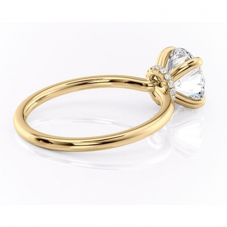 Inel de logodnă Ophelia din aur Galben 14kt cu moissanite tăietură rotundă – Solitar rafinată pentru profil înalt | Personalizează și configurează gratuit online [2]