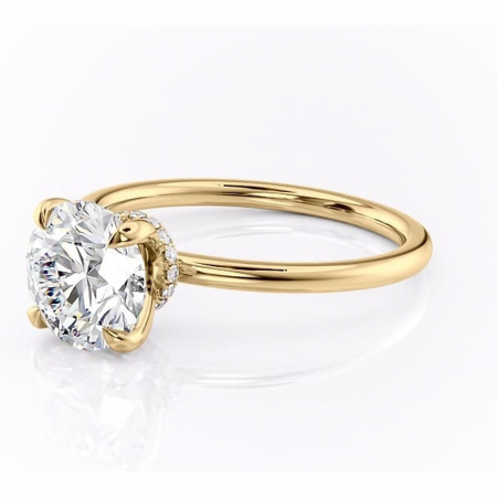 Inel de logodnă Ophelia din aur Galben 14kt cu moissanite tăietură rotundă – Solitar rafinată pentru profil înalt | Personalizează și configurează gratuit online [6]