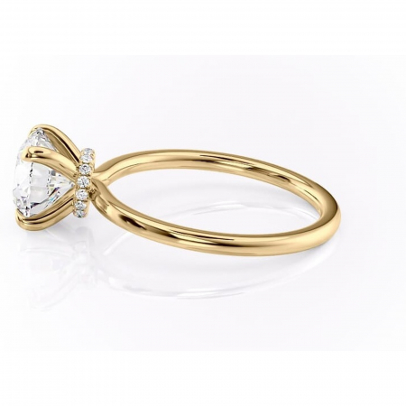 Inel de logodnă Ophelia din aur Galben 14kt cu moissanite tăietură rotundă – Solitar rafinată pentru profil înalt | Personalizează și configurează gratuit online [5]