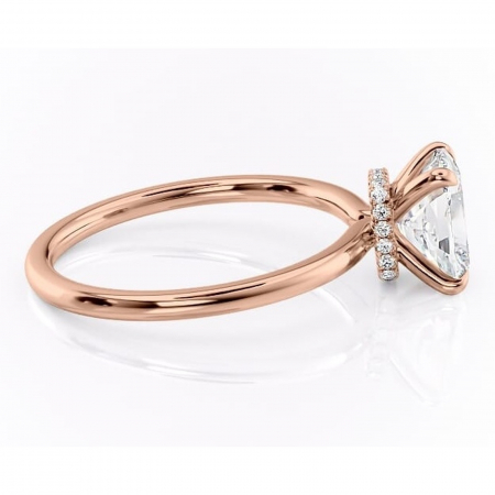 Inel de logodnă Ophelia din aur Rose 14kt cu moissanite tăietură asscher – Solitar rafinată pentru profil înalt | Personalizează și configurează gratuit online [1]