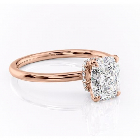 Aur roz - Inel de logodnă Ophelia din aur Rose 14kt cu moissanite tăietură asscher – Solitar rafinată pentru profil înalt | Personalizează și configurează gratuit online