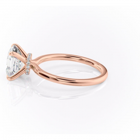 Inel de logodnă Ophelia din aur Rose 14kt cu moissanite tăietură asscher – Solitar rafinată pentru profil înalt | Personalizează și configurează gratuit online [5]