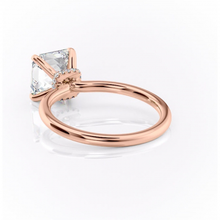 Inel de logodnă Ophelia din aur Rose 14kt cu moissanite tăietură asscher – Solitar rafinată pentru profil înalt | Personalizează și configurează gratuit online [3]