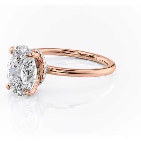 Inel de logodnă Ophelia din aur Rose 18kt cu moissanite tăietură ovală – Solitar rafinată pentru profil înalt | Personalizează și configurează gratuit online [6]