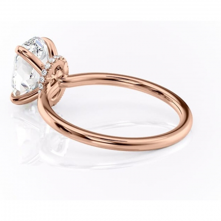 Inel de logodnă Ophelia din aur Rose 18kt cu moissanite tăietură ovală – Solitar rafinată pentru profil înalt | Personalizează și configurează gratuit online [4]