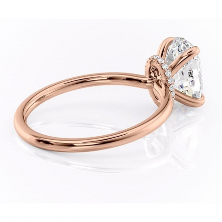 Inel de logodnă Ophelia din aur Rose 18kt cu moissanite tăietură ovală – Solitar rafinată pentru profil înalt | Personalizează și configurează gratuit online [2]
